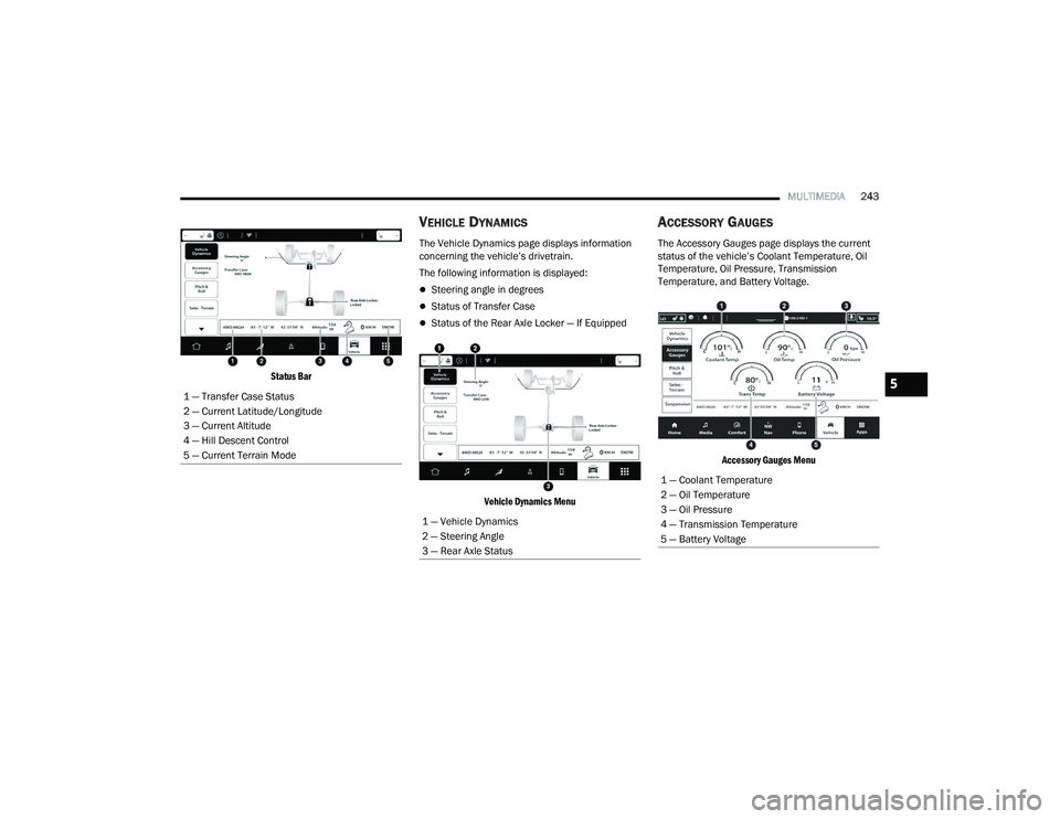JEEP GRAND CHEROKEE 4XE 2022  Owners Manual ���³��9�H�K�L�F�O�H���\�Q�D�P�L�F�V
���³��6�W�H�H�U�L�Q�J��$�Q�J�O�H
���³��5�H�D�U��$�[�O�H��6�W�D�W�X�V
���³��&�R�R�O�D�Q�W��7�H�P�S�H�U�D�W�X�U�H
���³��2�L�O��7�H�P�S�H�U�
