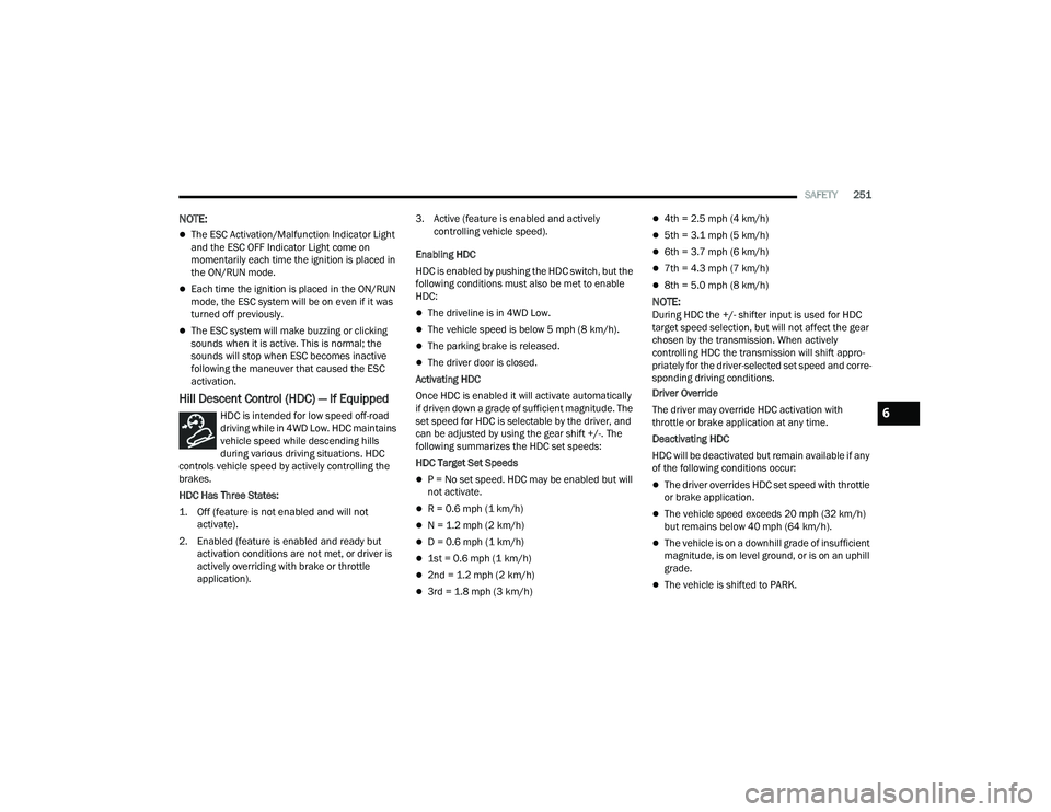 JEEP GRAND CHEROKEE 4XE 2022  Owners Manual 6

22_WL_OM_EN_USC_t.book  Page 251   