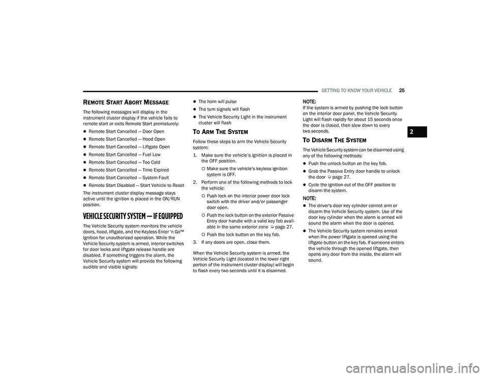 JEEP GRAND CHEROKEE 4XE 2022 Owners Manual 2

22_WL_OM_EN_USC_t.book  Page 25   