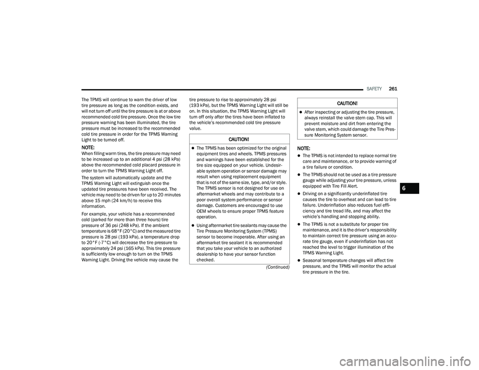 JEEP GRAND CHEROKEE 4XE 2022  Owners Manual 6

22_WL_OM_EN_USC_t.book  Page 261   