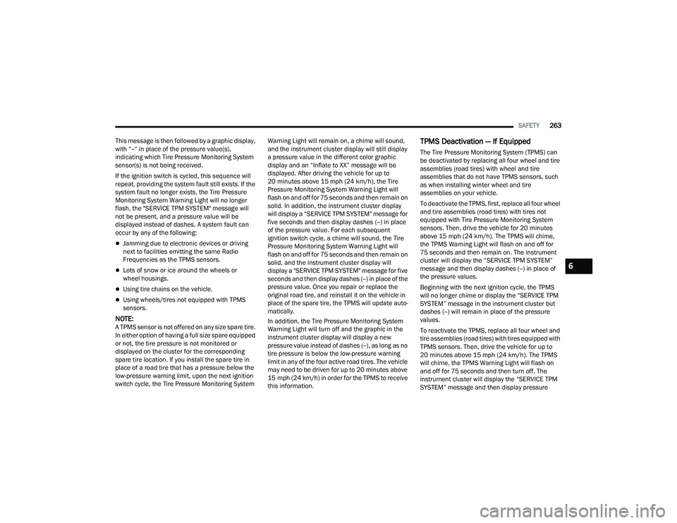 JEEP GRAND CHEROKEE 4XE 2022  Owners Manual 6

22_WL_OM_EN_USC_t.book  Page 263   