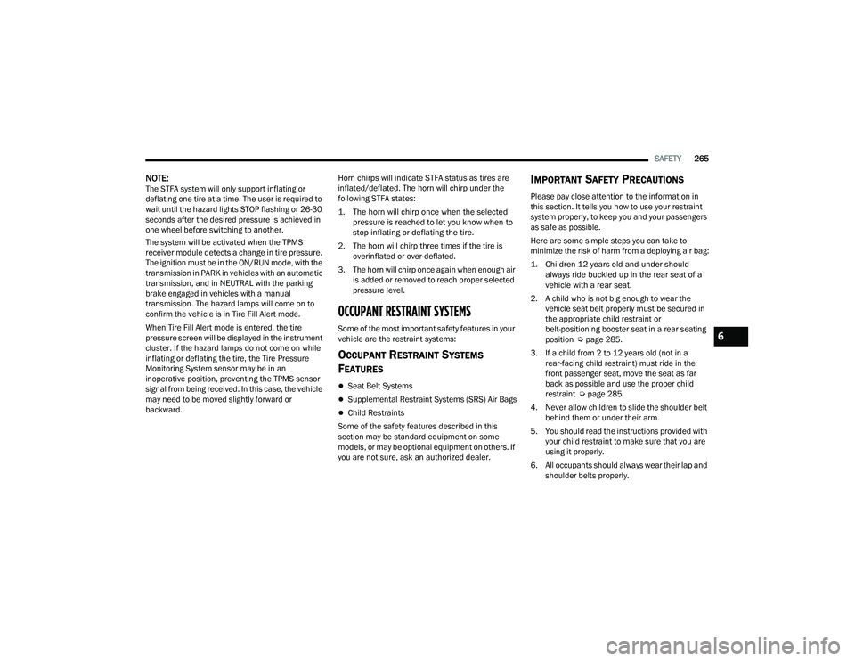 JEEP GRAND CHEROKEE 4XE 2022  Owners Manual 6

22_WL_OM_EN_USC_t.book  Page 265   