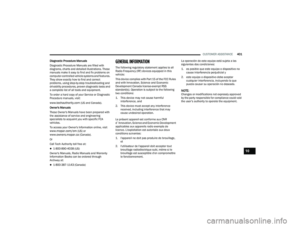 JEEP GRAND CHEROKEE 4XE 2022  Owners Manual 10

22_WL_OM_EN_USC_t.book  Page 401   