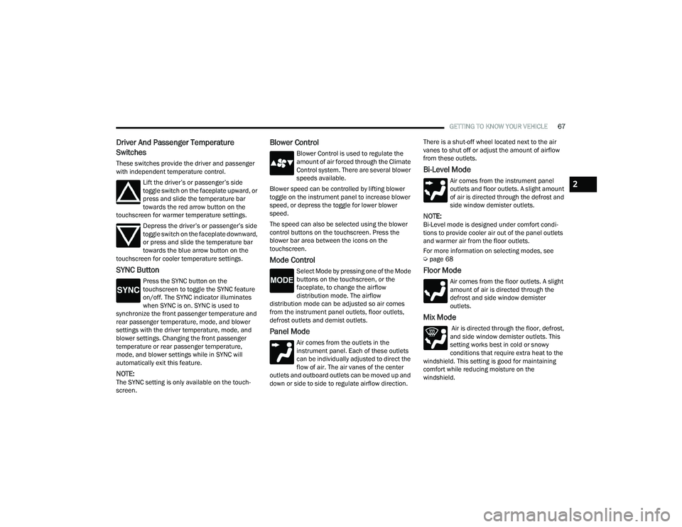 JEEP GRAND CHEROKEE 4XE 2022 Repair Manual 2

22_WL_OM_EN_USC_t.book  Page 67   