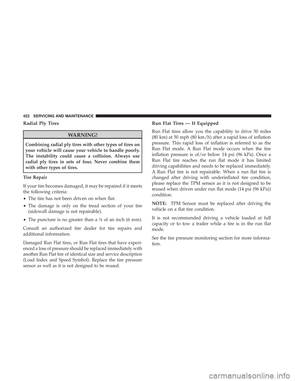 JEEP COMPASS TRAILHAWK 2019  Owners Manual Radial Ply Tires 