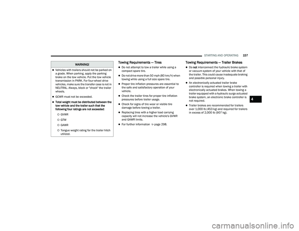 JEEP COMPASS 2022  Owners Manual �:�$�5N�,N�*�
4

22_MP_OM_EN_USC_t.book  Page 157   
