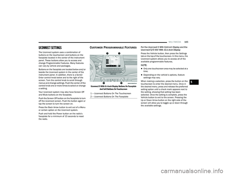 JEEP COMPASS 2022  Owners Manual 5

22_MP_OM_EN_USC_t.book  Page 165   