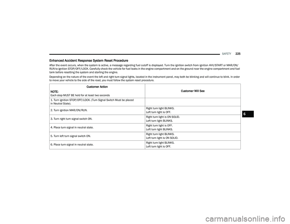 JEEP COMPASS 2022  Owners Manual 6

22_MP_OM_EN_USC_t.book  Page 225   