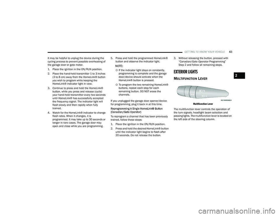 JEEP COMPASS 2022 Service Manual 2

22_MP_OM_EN_USC_t.book  Page 43   