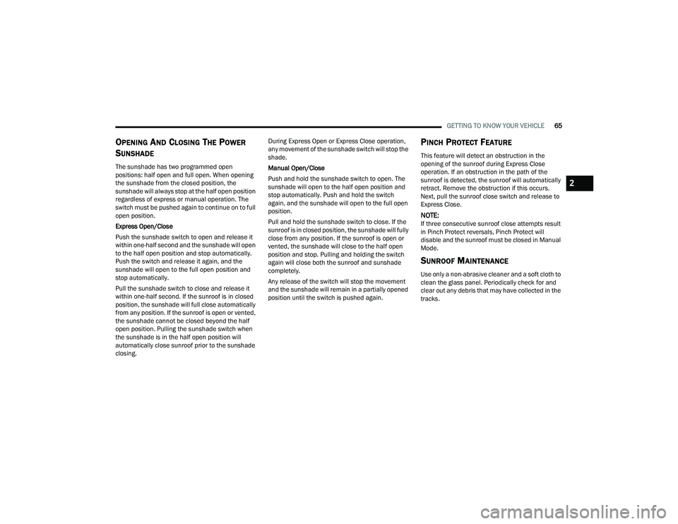 JEEP COMPASS 2022 Repair Manual 2

22_MP_OM_EN_USC_t.book  Page 65   