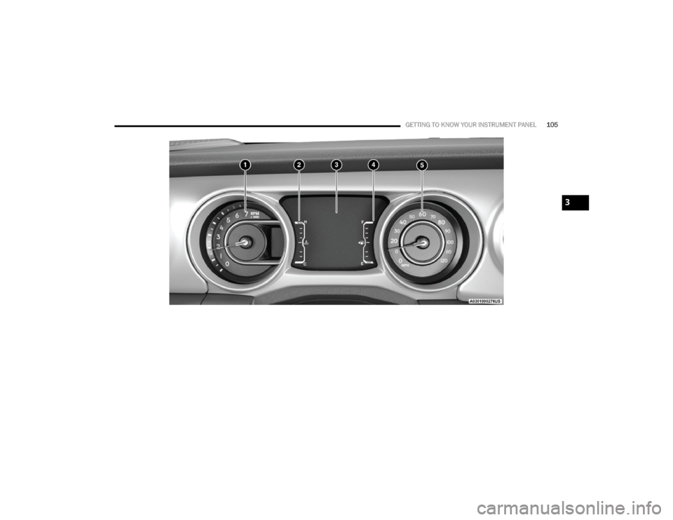 JEEP WRANGLER 2023  Owners Manual 
GETTING TO KNOW YOUR INSTRUMENT PANEL105
3

23_JL_OM_EN_USC_t.book  Page 105   