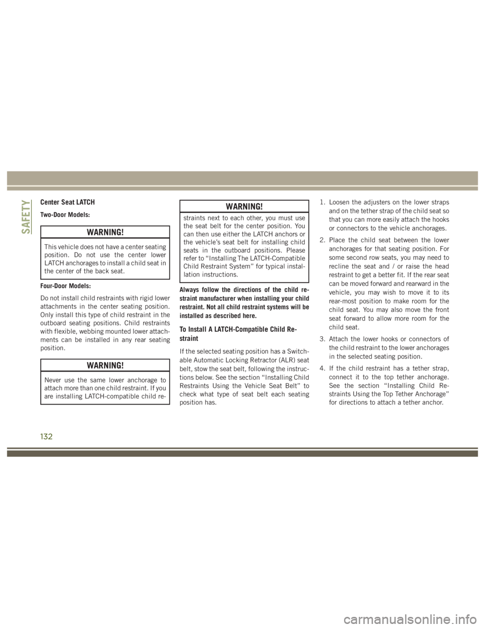JEEP WRANGLER RUBICON 2017  Owners Manual 132 