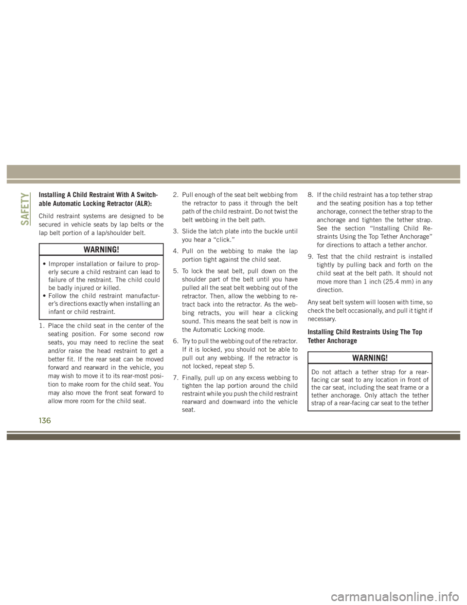 JEEP WRANGLER RUBICON 2017  Owners Manual 136 