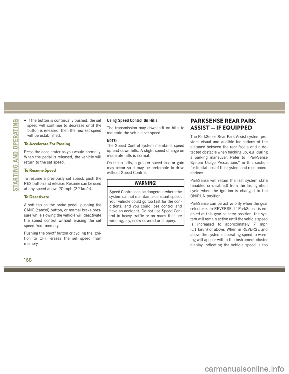 JEEP WRANGLER RUBICON 2017  Owners Manual 168 