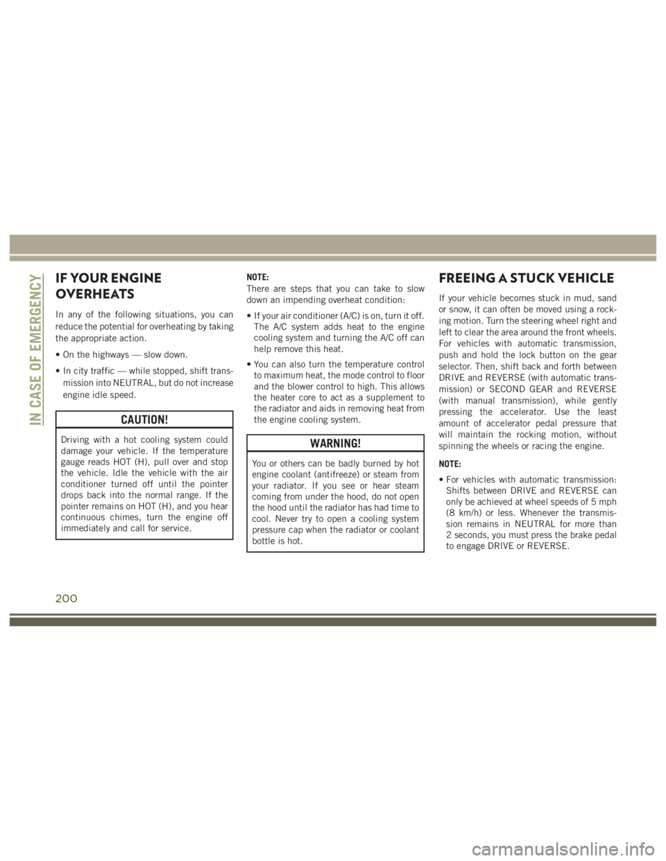 JEEP WRANGLER RUBICON 2017 Owners Manual 200 JEEP WRANGLER RUBICON 2017 Owners Manual 200