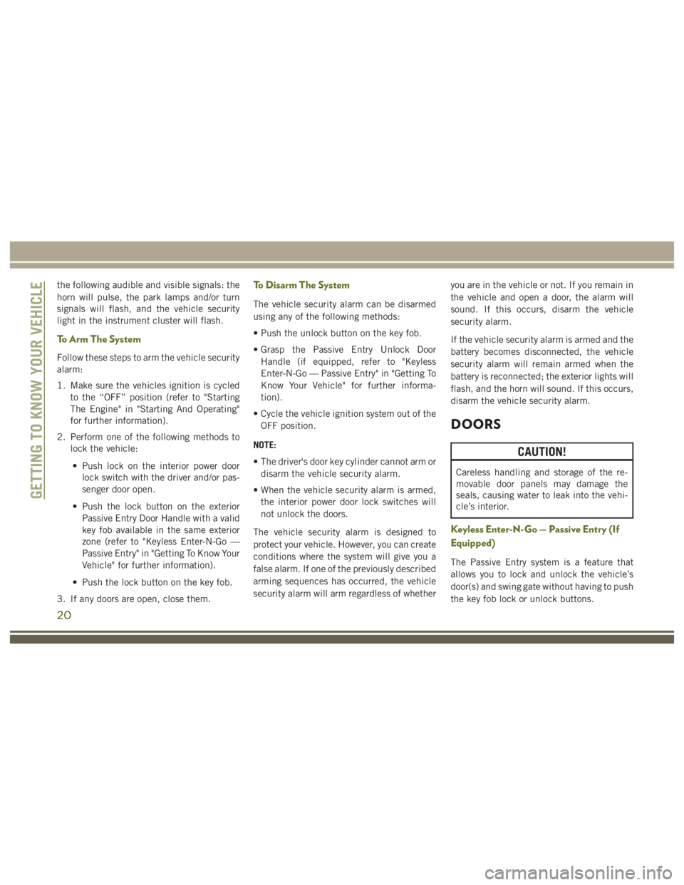 JEEP WRANGLER RUBICON 2017 Owners Manual 20 JEEP WRANGLER RUBICON 2017 Owners Manual 20