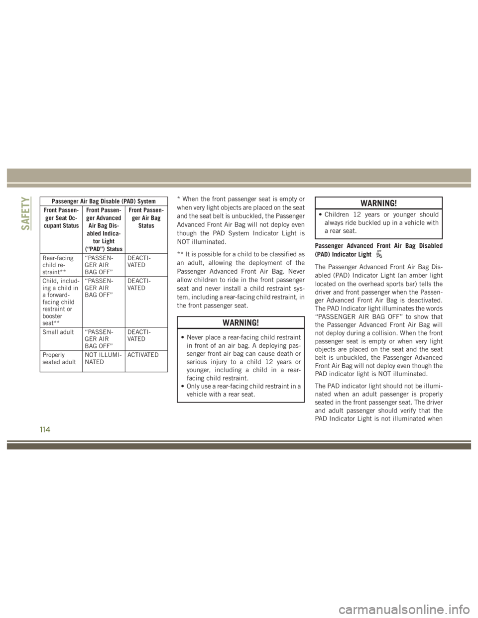 JEEP WRANGLER RUBICON 2018  Owners Manual 114 