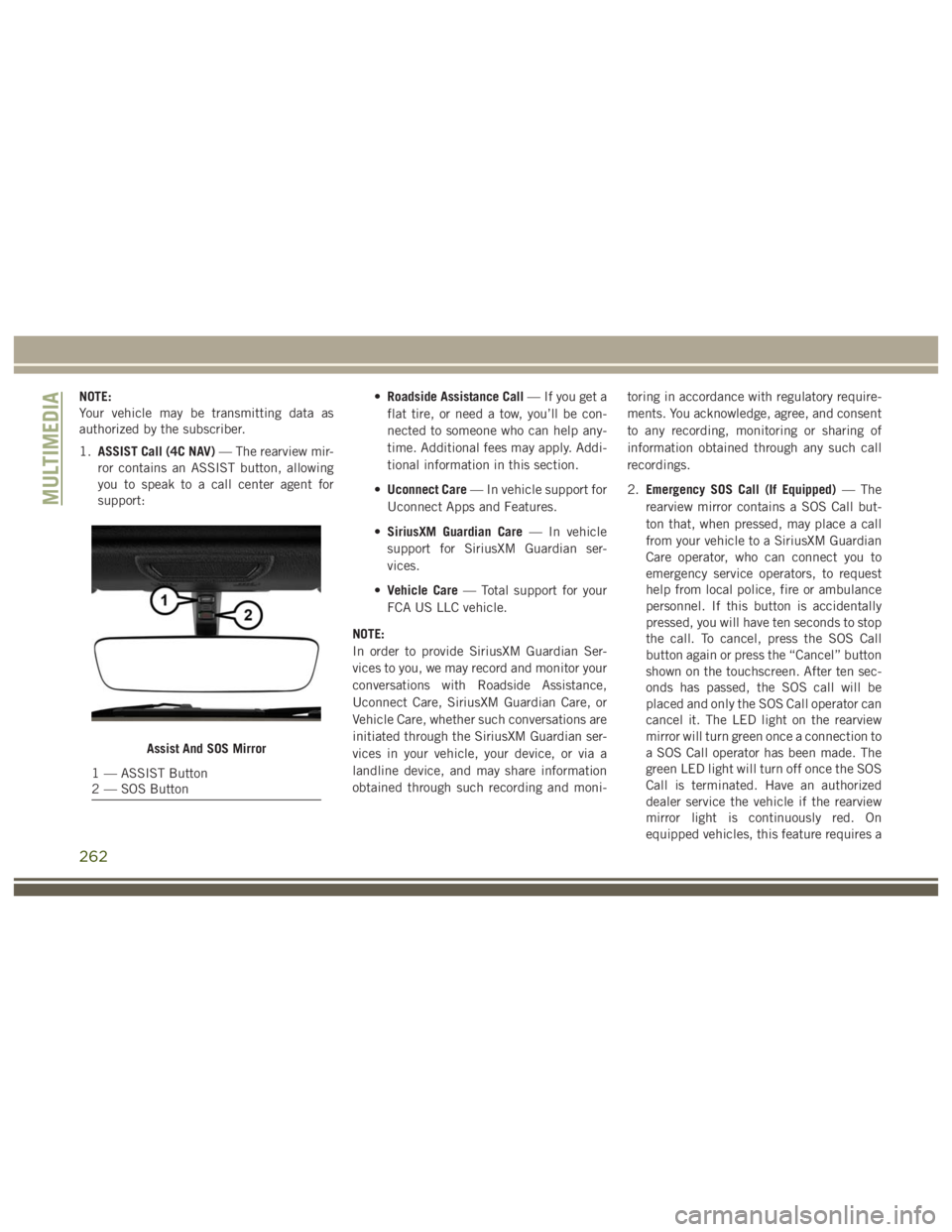 JEEP WRANGLER RUBICON 2018  Owners Manual 262 