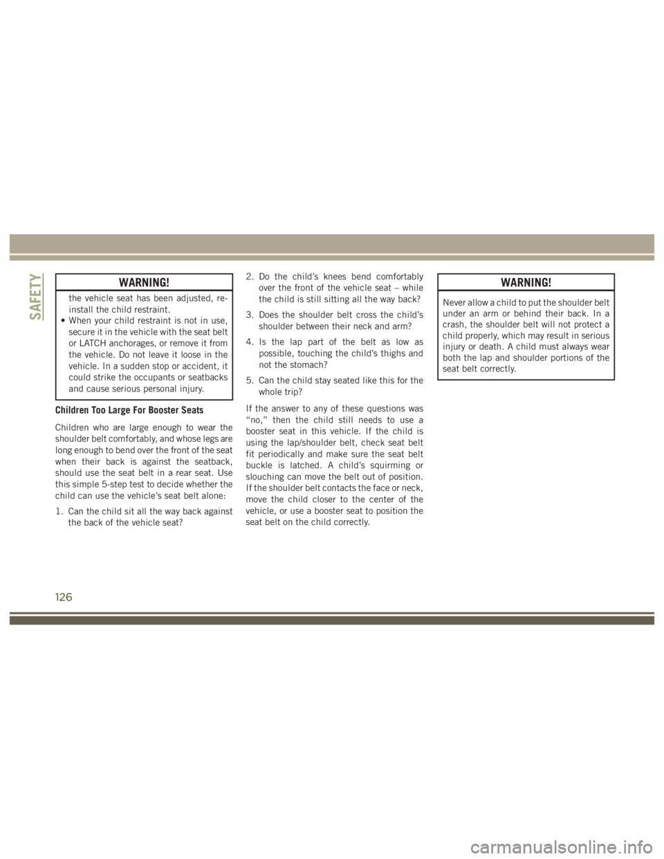 JEEP WRANGLER RUBICON 2019  Owners Manual 126 