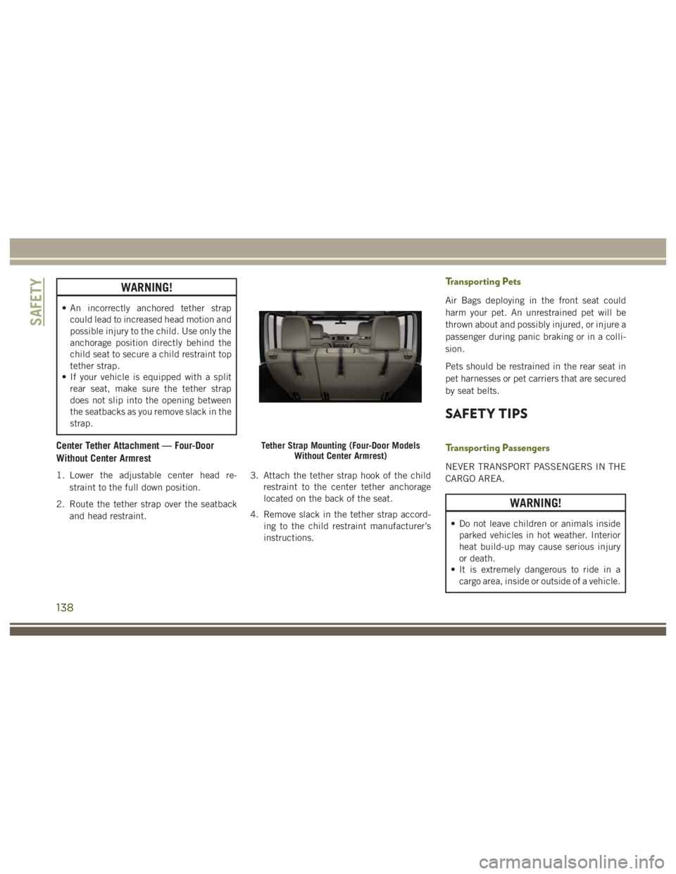 JEEP WRANGLER RUBICON 2019 Owners Manual 138 JEEP WRANGLER RUBICON 2019 Owners Manual 138