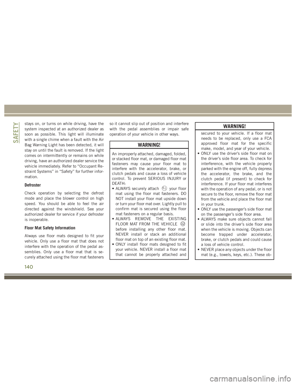 JEEP WRANGLER RUBICON 2019  Owners Manual 140 