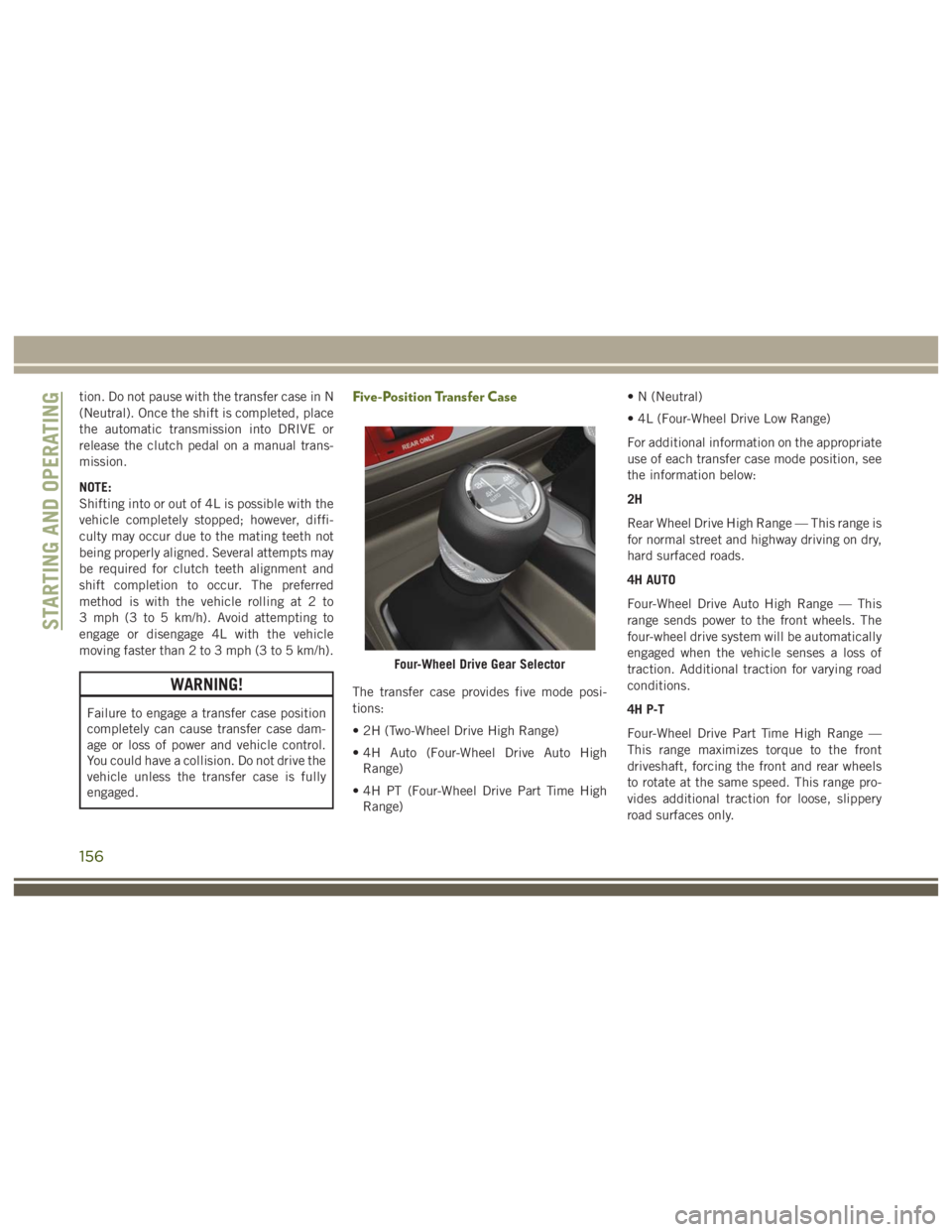 JEEP WRANGLER RUBICON 2019 Owners Manual 156 JEEP WRANGLER RUBICON 2019 Owners Manual 156