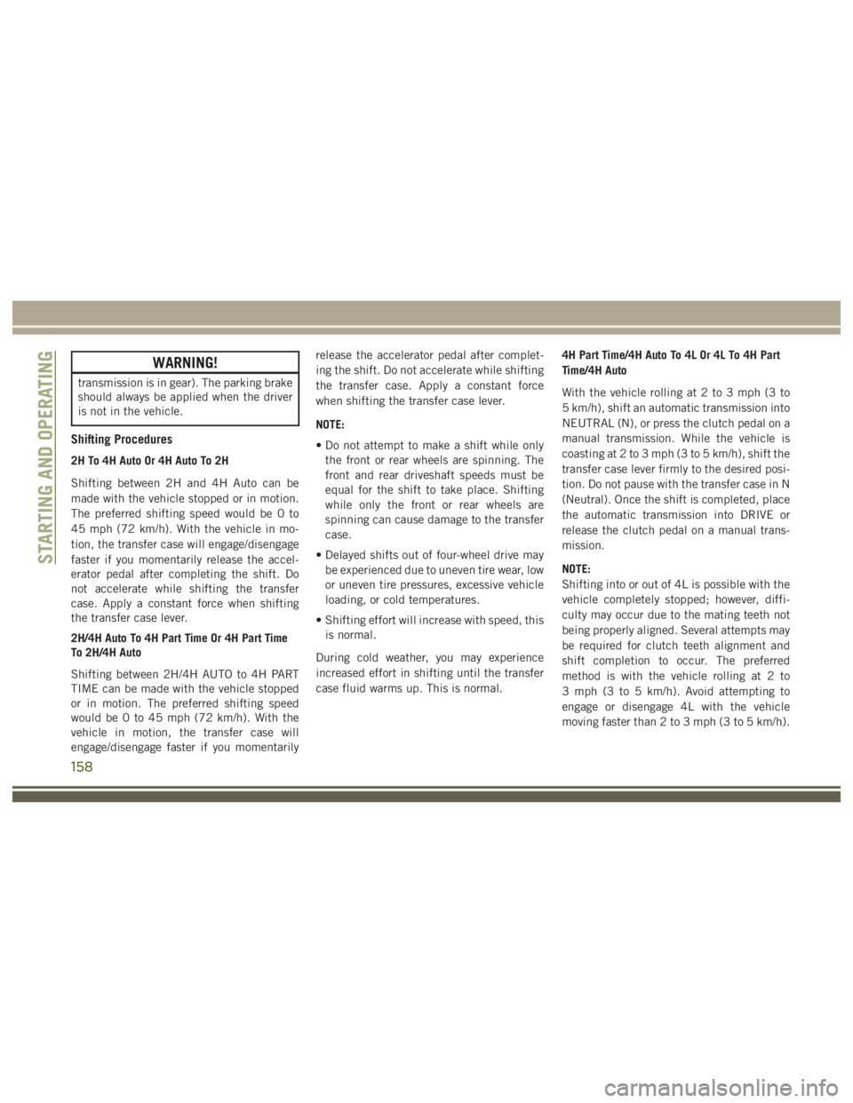 JEEP WRANGLER RUBICON 2019 Owners Manual 158 JEEP WRANGLER RUBICON 2019 Owners Manual 158
