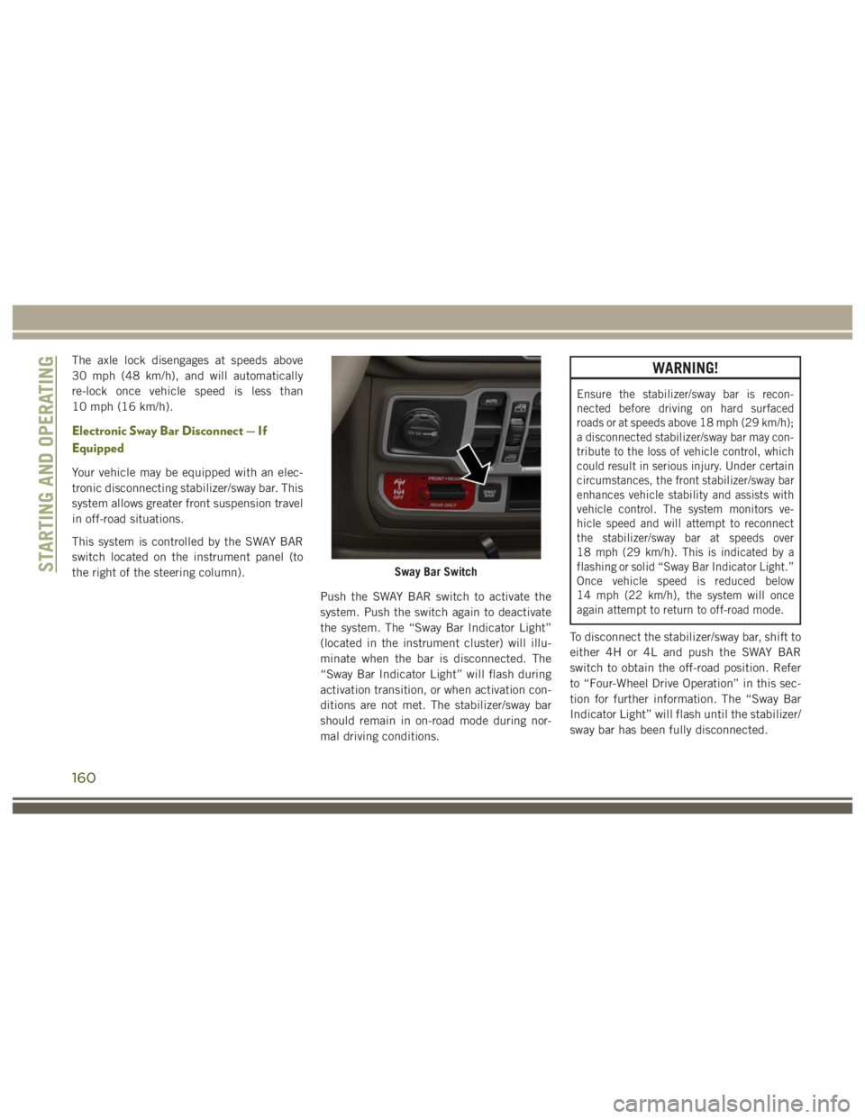JEEP WRANGLER RUBICON 2019 Owners Manual 160 JEEP WRANGLER RUBICON 2019 Owners Manual 160