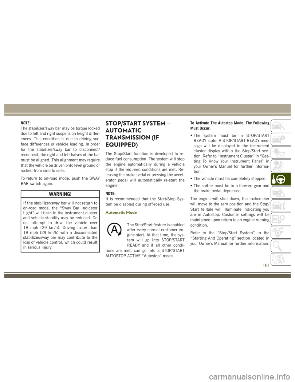 JEEP WRANGLER RUBICON 2019 Owners Manual 161 JEEP WRANGLER RUBICON 2019 Owners Manual 161