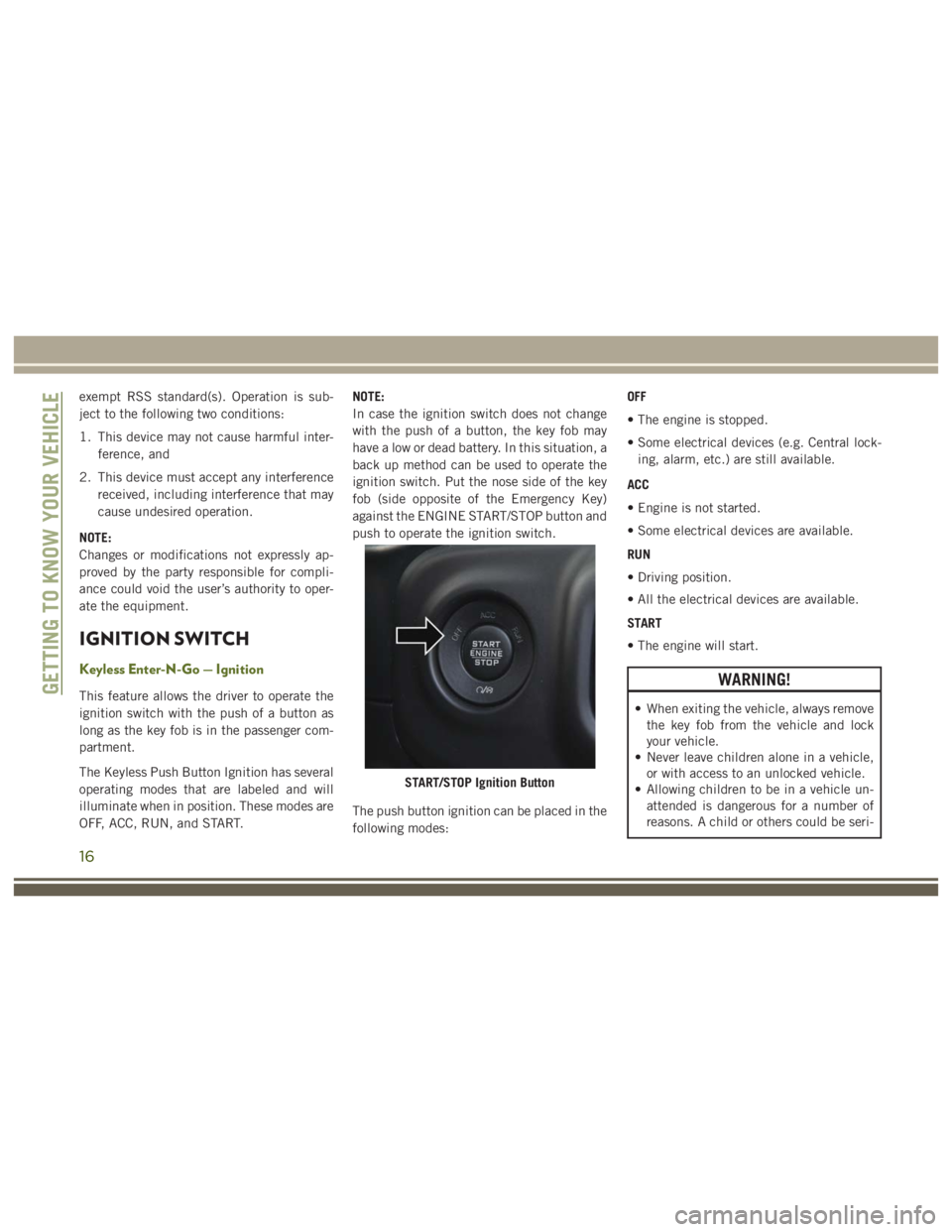 JEEP WRANGLER RUBICON 2019 User Guide 16 JEEP WRANGLER RUBICON 2019 User Guide 16