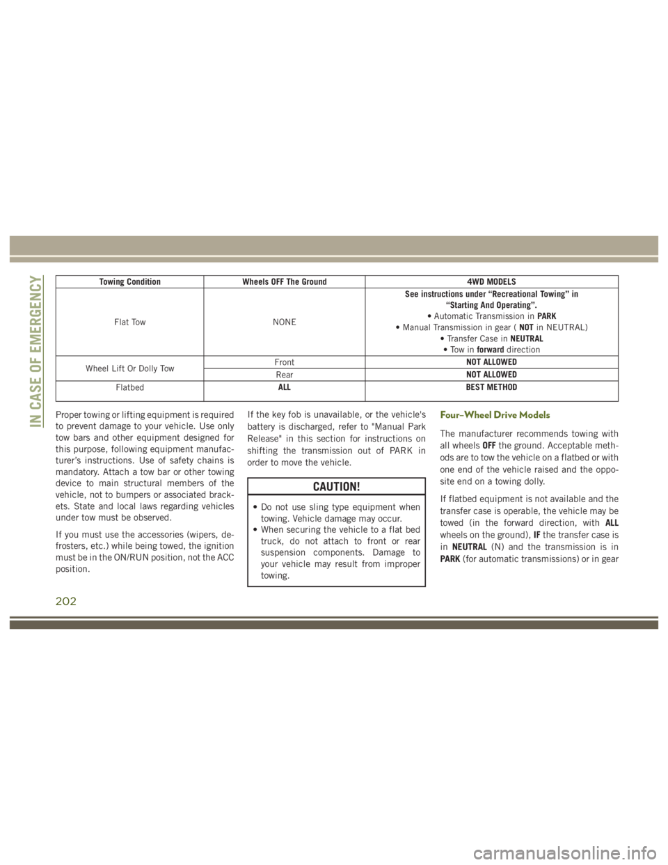 JEEP WRANGLER RUBICON 2019  Owners Manual 202 