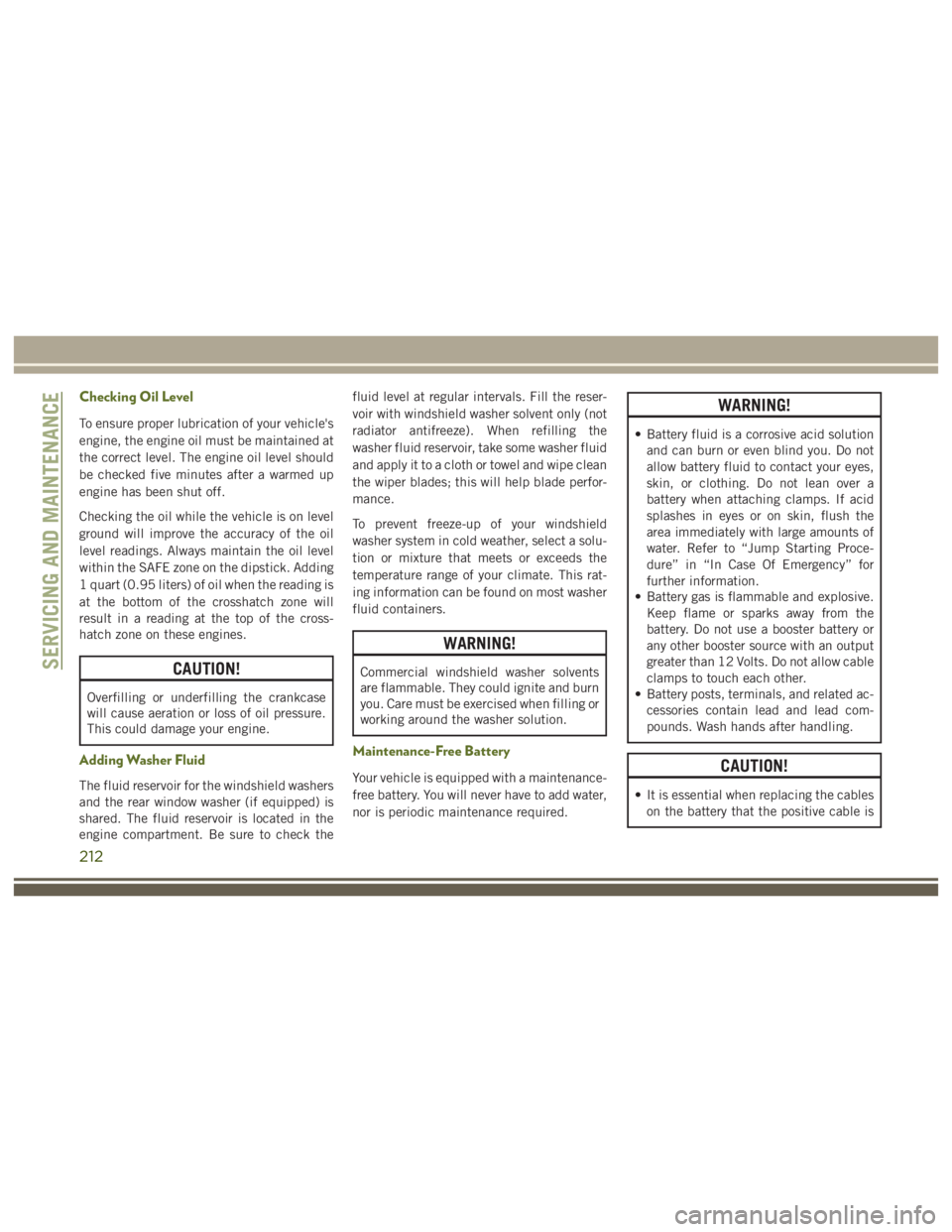 JEEP WRANGLER RUBICON 2019  Owners Manual 212 
