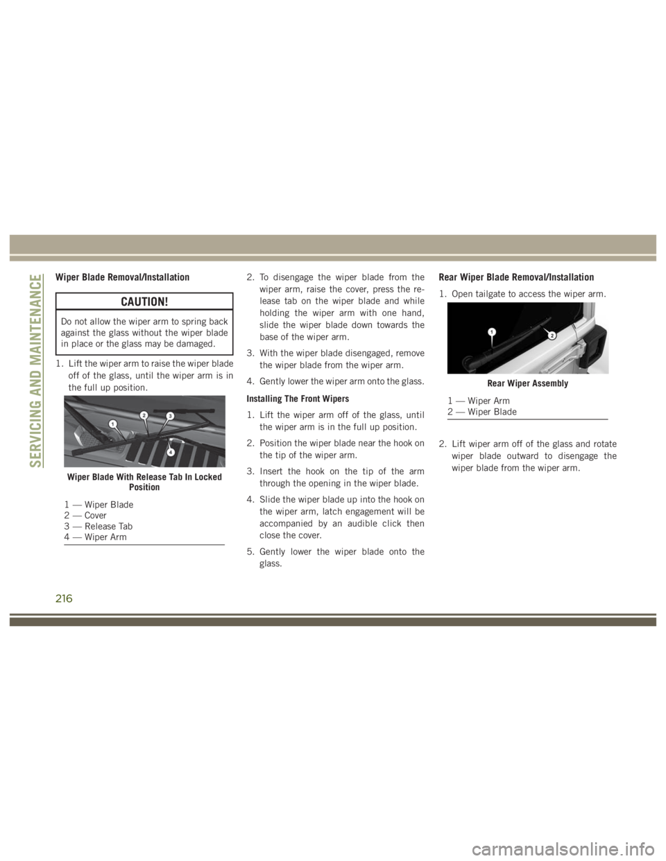 JEEP WRANGLER RUBICON 2019  Owners Manual 216 