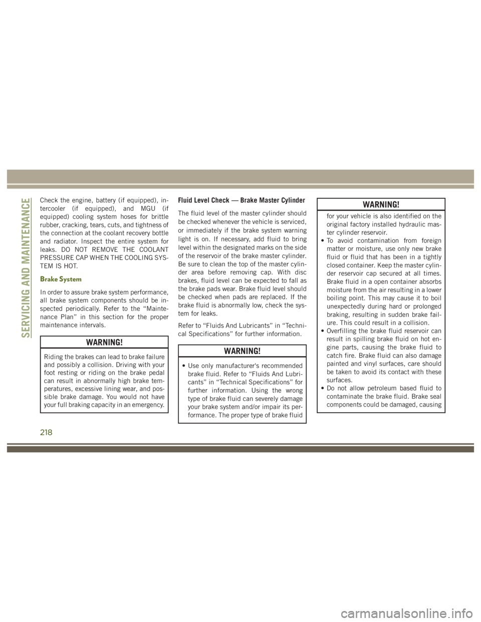 JEEP WRANGLER RUBICON 2019  Owners Manual 218 