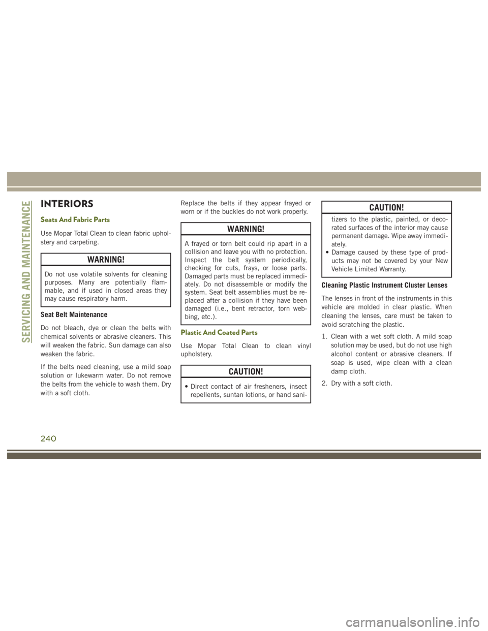 JEEP WRANGLER RUBICON 2019  Owners Manual 240 