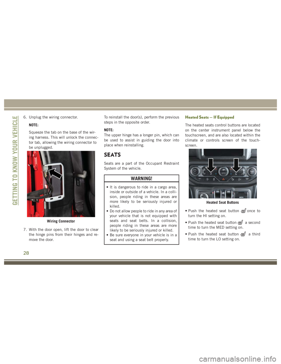 JEEP WRANGLER RUBICON 2019 Owners Manual 28 JEEP WRANGLER RUBICON 2019 Owners Manual 28