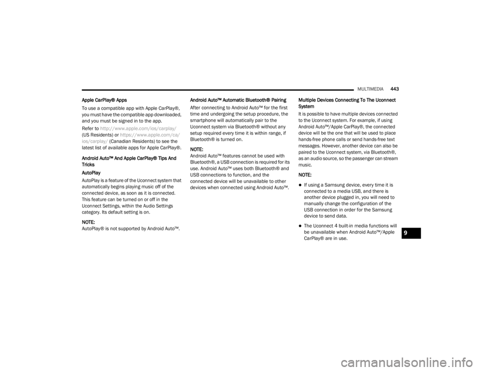 JEEP WRANGLER RUBICON 2020  Owners Manual 9

20_JL_OM_EN_USC_t.book  Page 443   