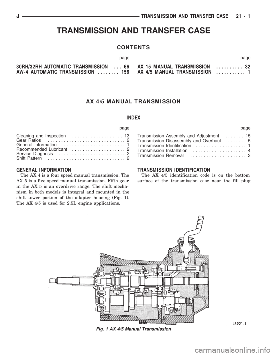 JEEP WRANGLER 1994  Owners Manual 