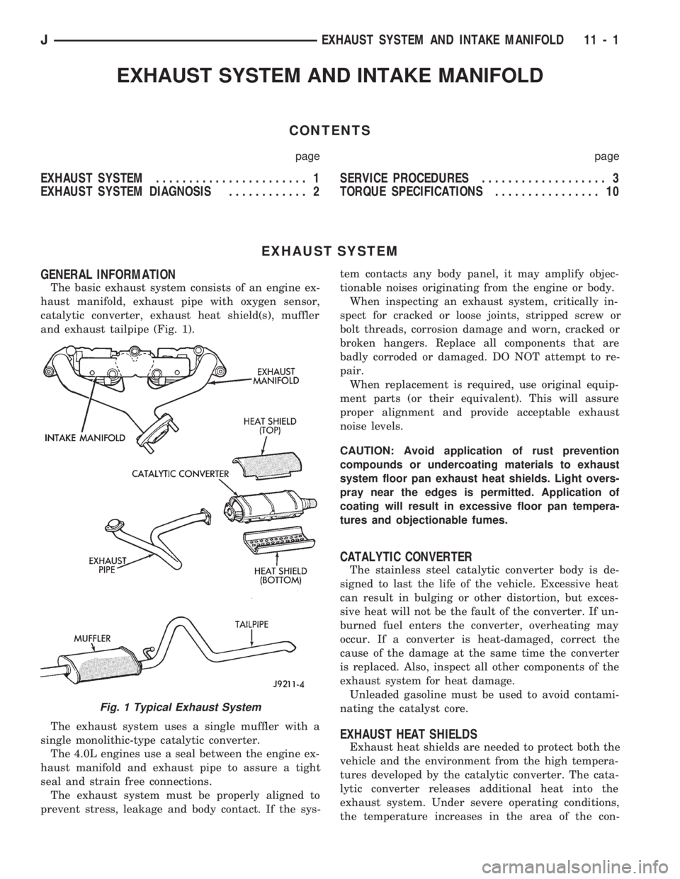 JEEP WRANGLER 1994 Workshop Manual 
