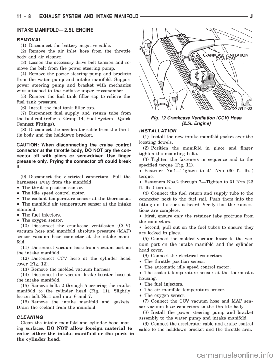 JEEP WRANGLER 1994 Workshop Manual 