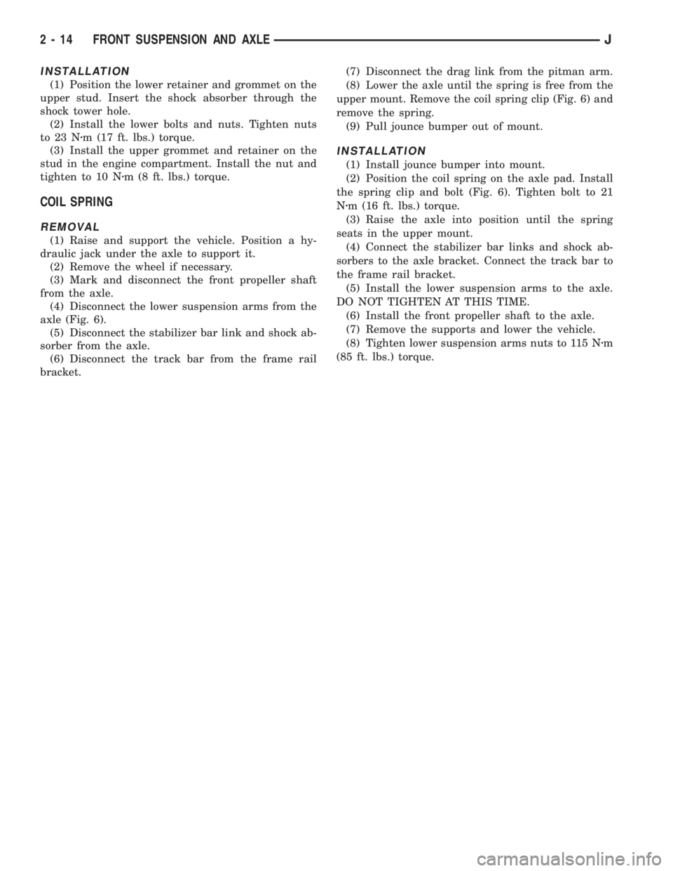JEEP WRANGLER 1995 Repair Manual 