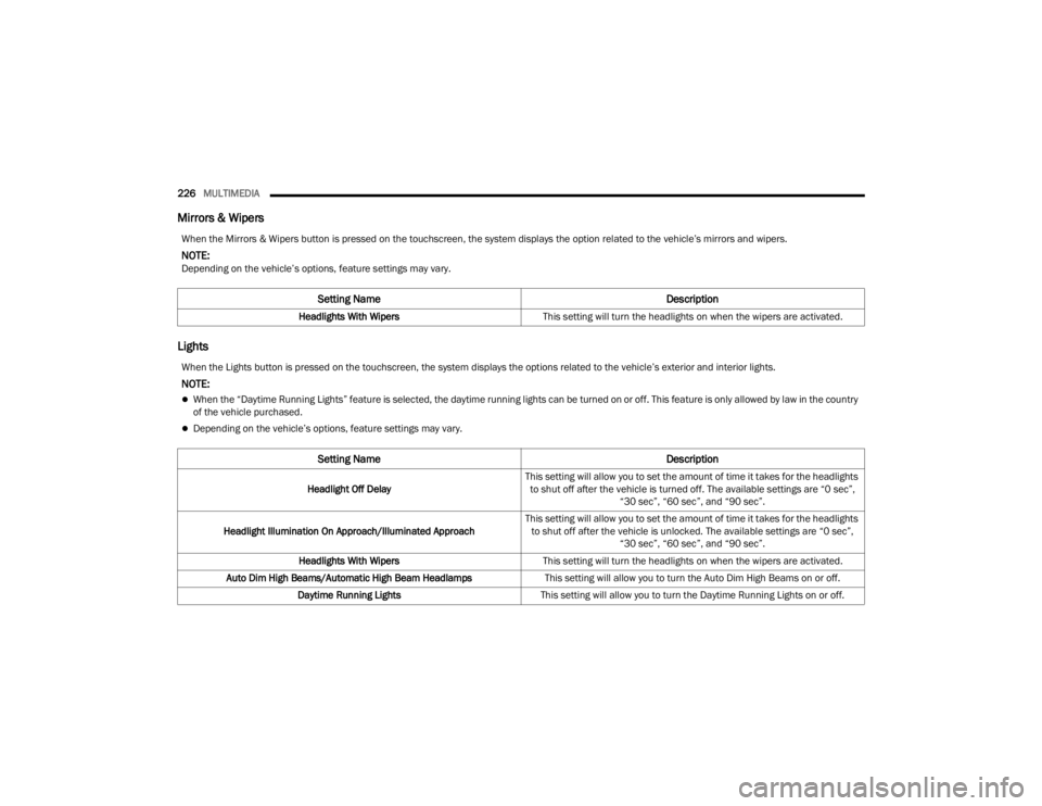 JEEP WRANGLER 4XE JL 2022  Owners Manual �:�K�H�Q��W�K�H��/�L�J�K�W�V��E�X�W�W�R�Q��L�V��S�U�H�V�V�H�G��R�Q��W�K�H��W�R�X�F�K�V�F�U�H�H�Q���W�K�H��V�\�V�W�H�P��G�L�V�S�O�D�\�V��W�K�H��R�S�W�L�R�Q�V��U�H�O�D�W�H�G��W�R��W�K�H