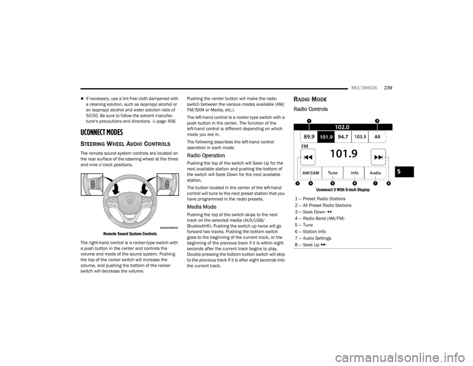 JEEP WRANGLER 4XE JL 2022  Owners Manual 5

22_JL_OM_EN_USC_t.book  Page 239   