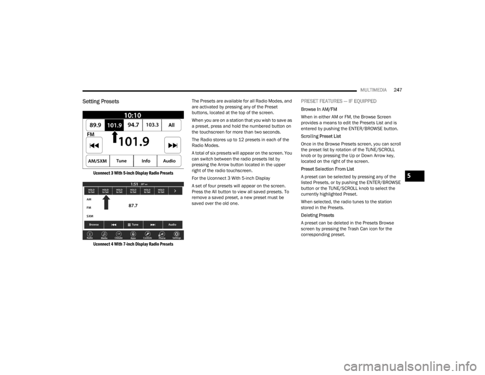 JEEP WRANGLER 4XE JL 2022  Owners Manual 5

22_JL_OM_EN_USC_t.book  Page 247   