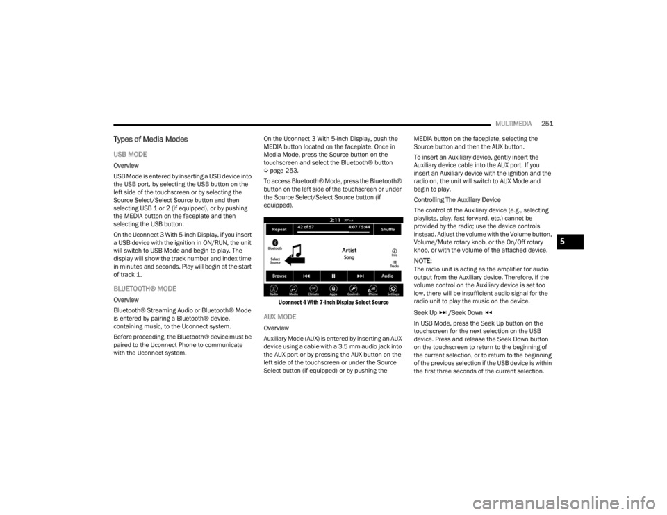 JEEP WRANGLER 4XE JL 2022  Owners Manual 5

22_JL_OM_EN_USC_t.book  Page 251   