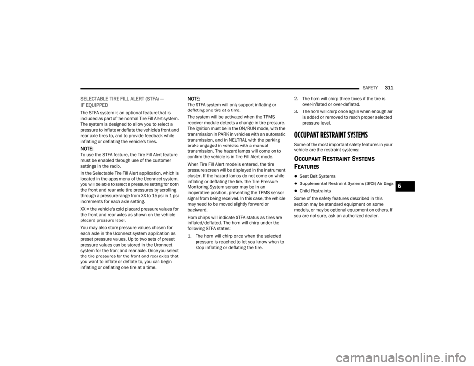 JEEP WRANGLER 4XE JL 2022  Owners Manual 6

22_JL_OM_EN_USC_t.book  Page 311   