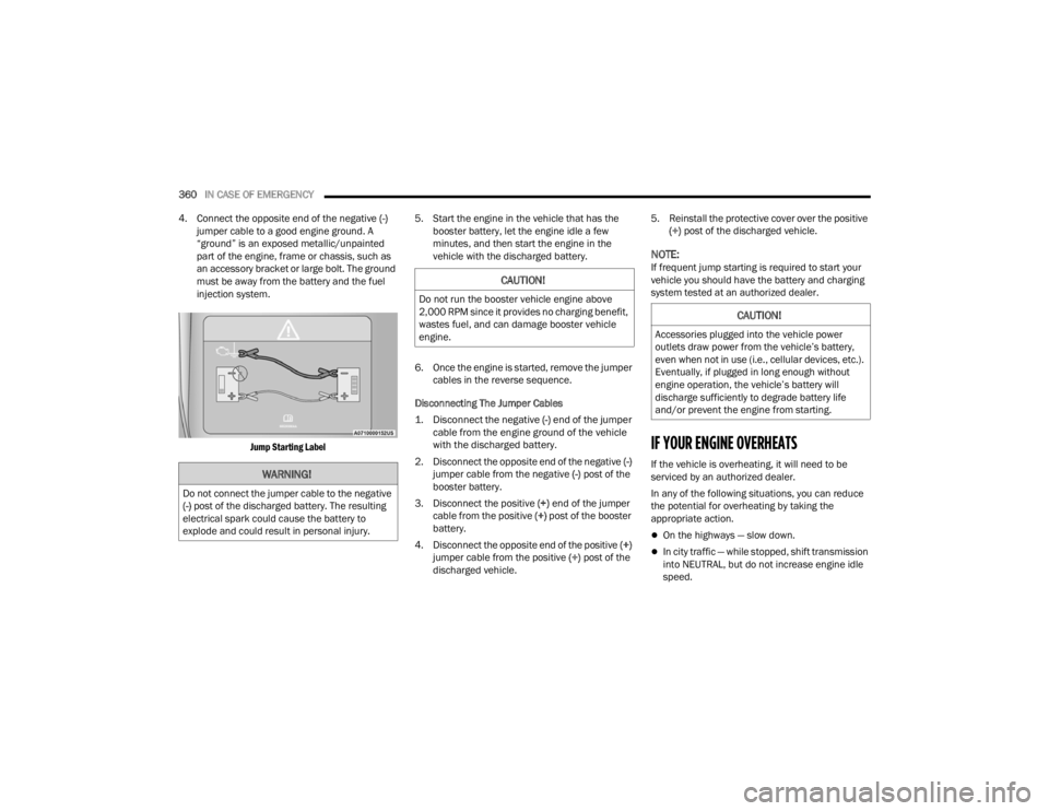JEEP WRANGLER 4XE JL 2022  Owners Manual �:�$�5�1�,�1�*�
��R��Q�R�W��F�R�Q�Q�H�F�W��W�K�H��M�X�P�S�H�U��F�D�E�O�H��W�R��W�K�H��Q�H�J�D�W�L�Y�H�
���\f��S�R�V�W��R�I��W�K�H��G�L�V�F�K�D�U�J�H�G��E�D�W�W�H�U�\���7�K�H��U�H�