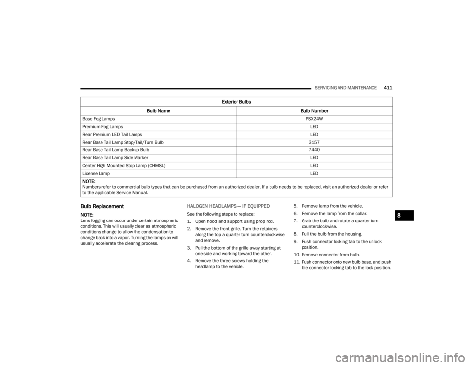 JEEP WRANGLER 4XE JL 2022  Owners Manual 8

22_JL_OM_EN_USC_t.book  Page 411   