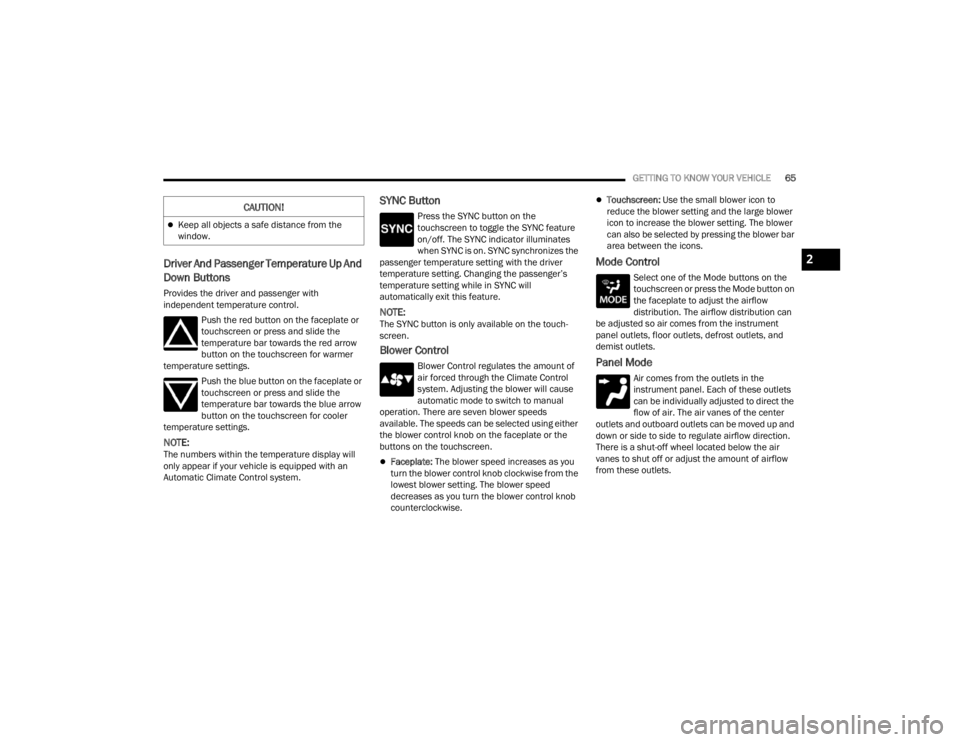 JEEP WRANGLER 4XE JL 2022 Repair Manual 2

22_JL_OM_EN_USC_t.book  Page 65   