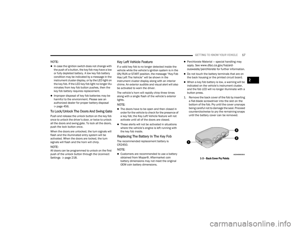JEEP WRANGLER 4XE JL 2021 User Guide 
2

22_JL_OM_EN_USC_t.book  Page 17   
